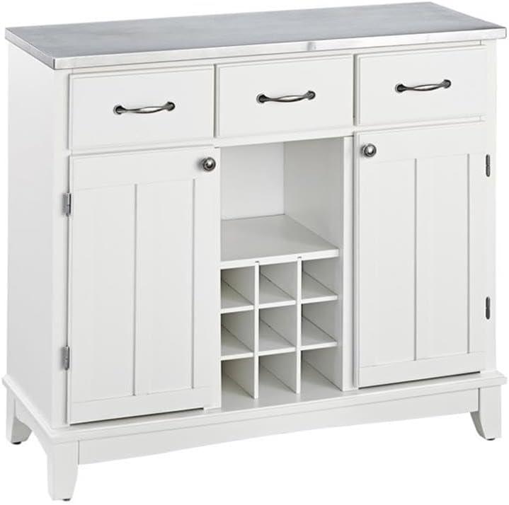 36.25" Sideboard Buffet Servers with Stainless Top Off White - Home Styles: Kitchen Hutch, Buffet Table