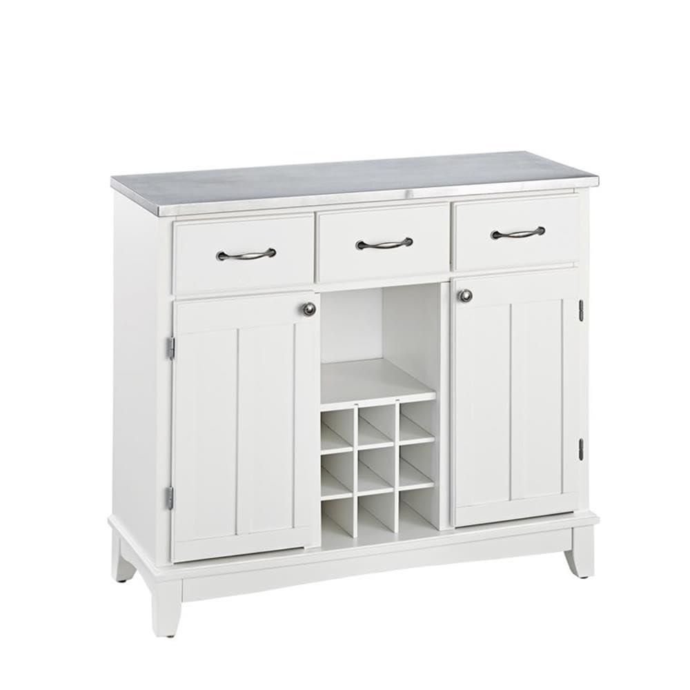 36.25" Sideboard Buffet Servers with Stainless Top Off White - Home Styles: Kitchen Hutch, Buffet Table