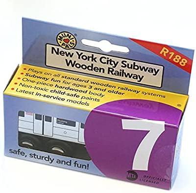 MUNI PALS Munipals New York City Subway Wooden Railway (A Division/IRT) 7 Train/Flushing Express–Child Safe and Tested Wood Toy Train