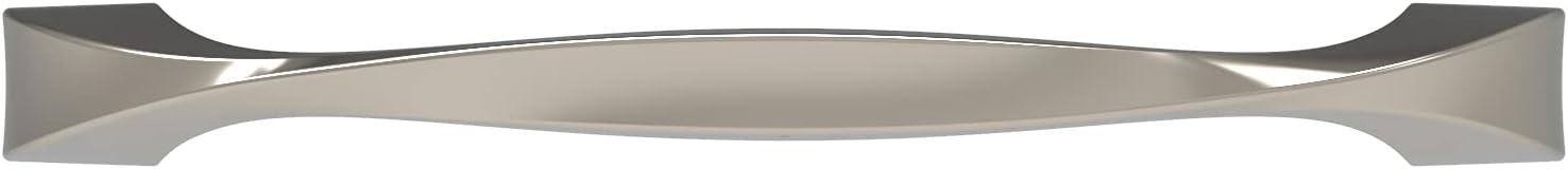 Hickory Hardware 1 Pack Solid Core Kitchen Cabinet Pulls, Luxury Cabinet Handles, Hardware for Doors & Dresser Drawers, 5-1/16 Inch (128mm) Hole Center, Polished Nickel, Twist Collection