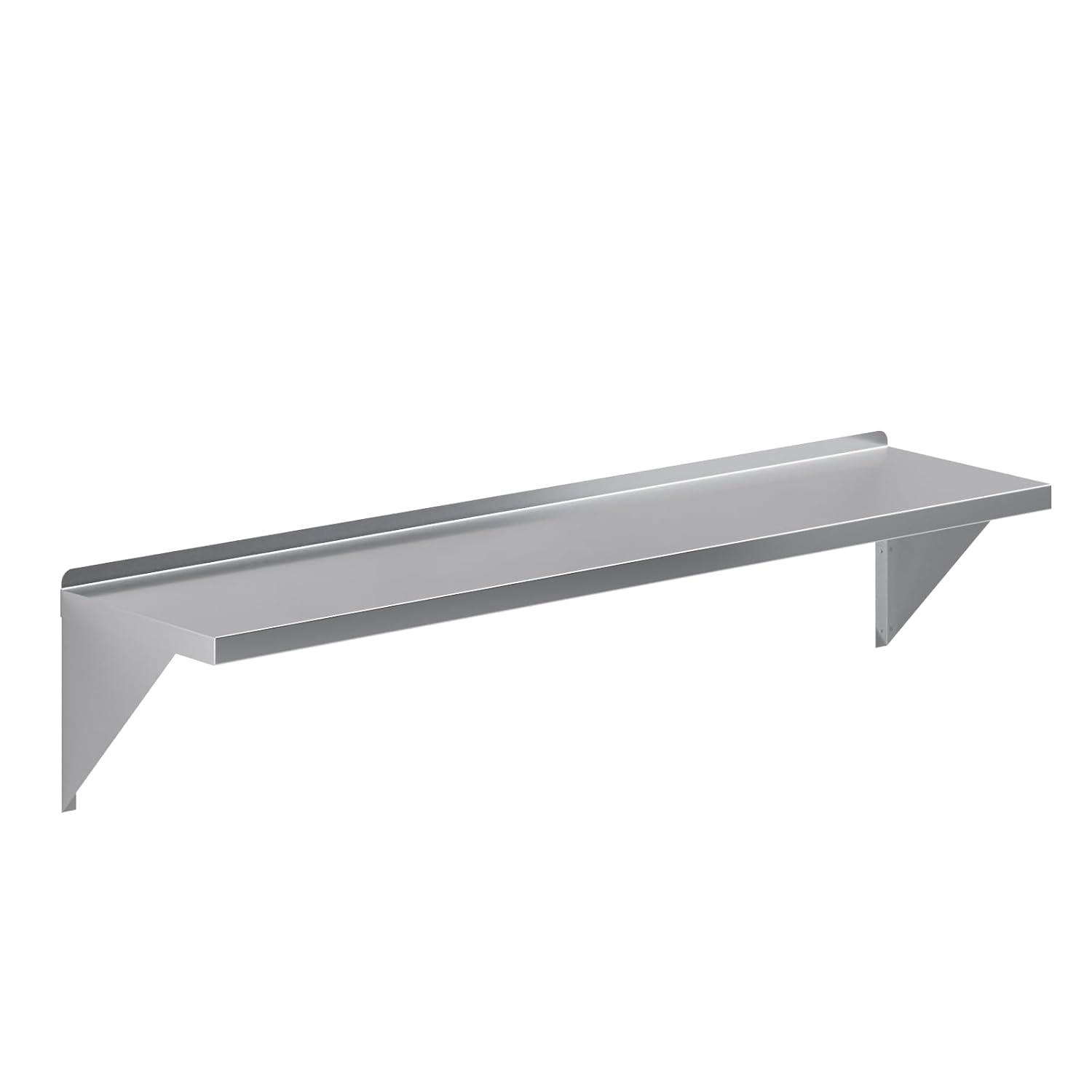 60" Stainless Steel Wall Shelf with Brackets