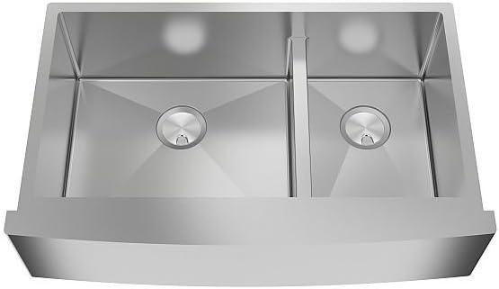 Diamond 35.5'' L Farmhouse / Apron Double Bowl Stainless Steel Kitchen Sink