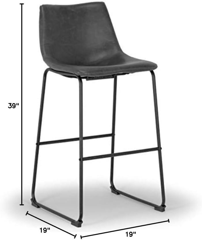 Glamour Home Adan 28.5" Modern Faux Leather Bar Stools in Dark Brown (Set of 2)