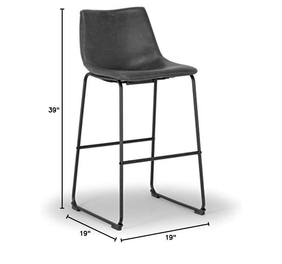 Glamour Home Adan 28.5" Modern Faux Leather Bar Stools in Dark Brown (Set of 2)