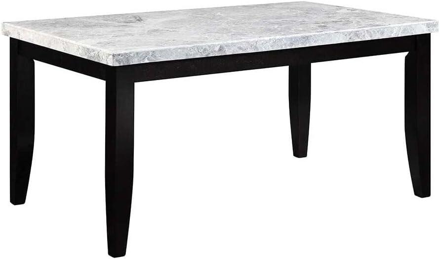 Hussein Transitional Rectangular Marble Dining Table in Black