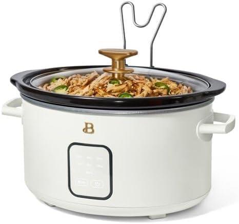 Beautiful 4Qt Slow Cooker with Touch-Activated Display, White Icing by Drew Barrymore