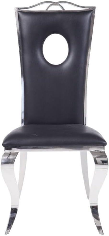 Acme Furniture Cyrene Dining Chairs Black Synthetic Leather/Stainless Steel