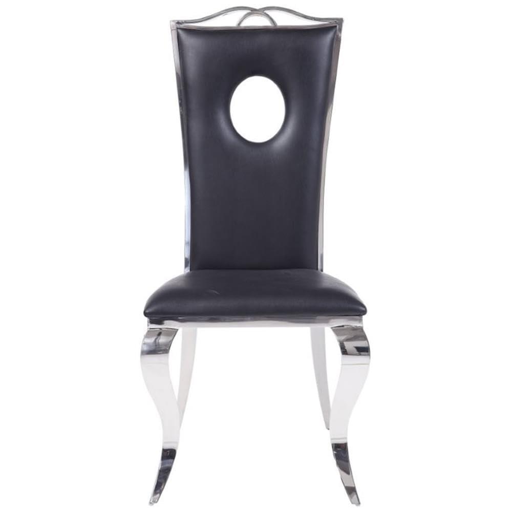 Acme Furniture Cyrene Dining Chairs Black Synthetic Leather/Stainless Steel