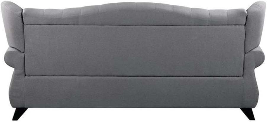 86" Hannes Sofa Gray Fabric - Acme Furniture: Classic Design, Winged Backs, Nailhead Trim