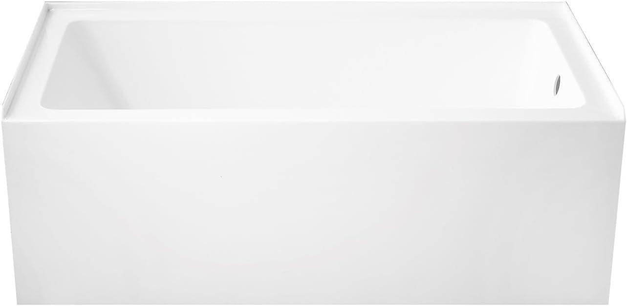 Kingston Brass Aqua Eden 60-Inch Acrylic Rectangular 3-Wall Alcove Tub, Hand Drain Hole