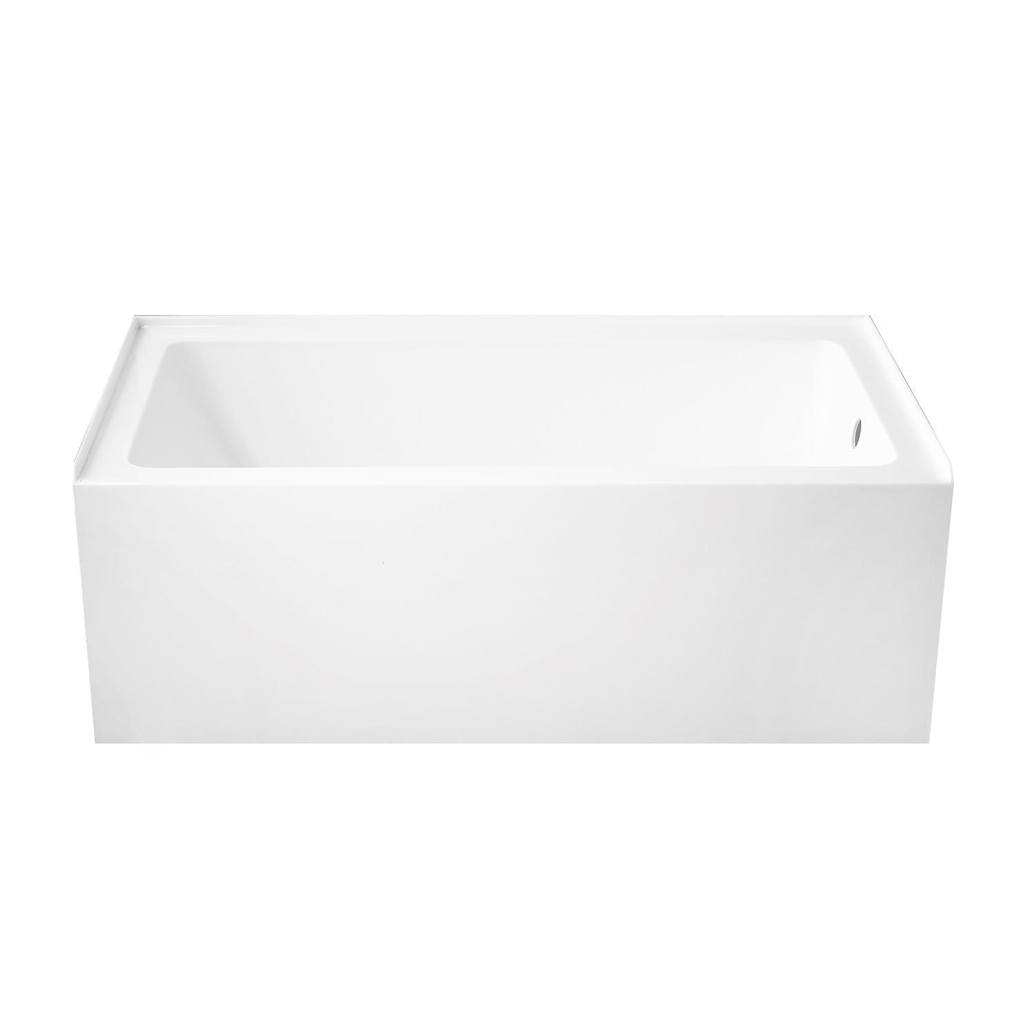 Kingston Brass Aqua Eden 60-Inch Acrylic Rectangular 3-Wall Alcove Tub, Hand Drain Hole