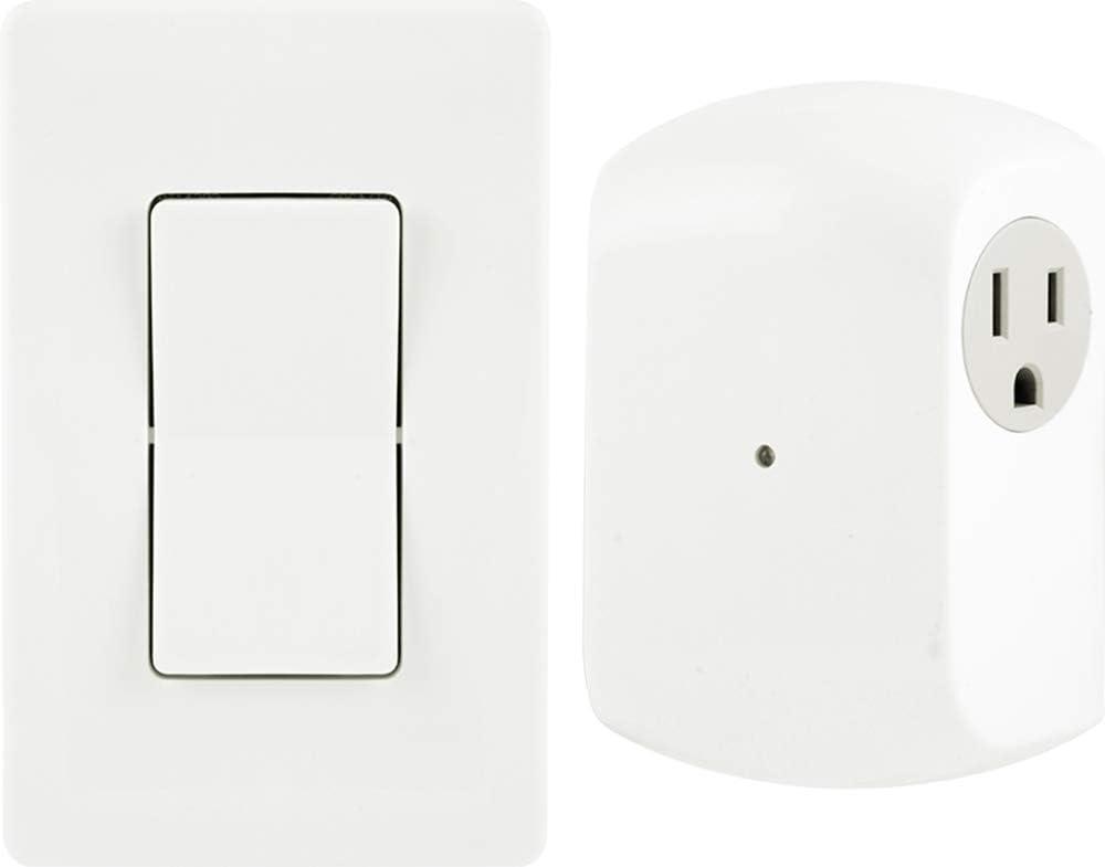 GE Wireless Light Control with Wall Switch, 1-Grounded Outlet, 18279