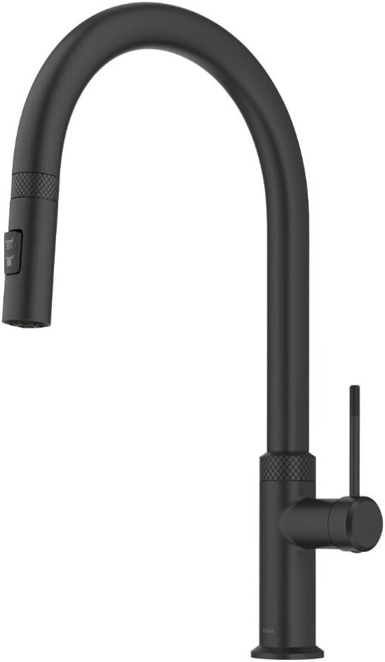 Matte Black High-Arc Single Handle Kitchen Faucet with Pull-out Spray