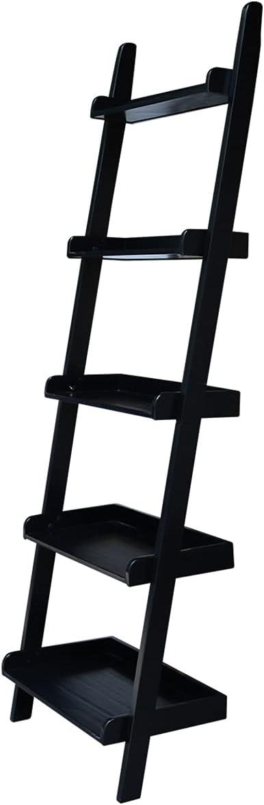 Adjustable Black Wood Ladder Shelf Unit, 51.2"