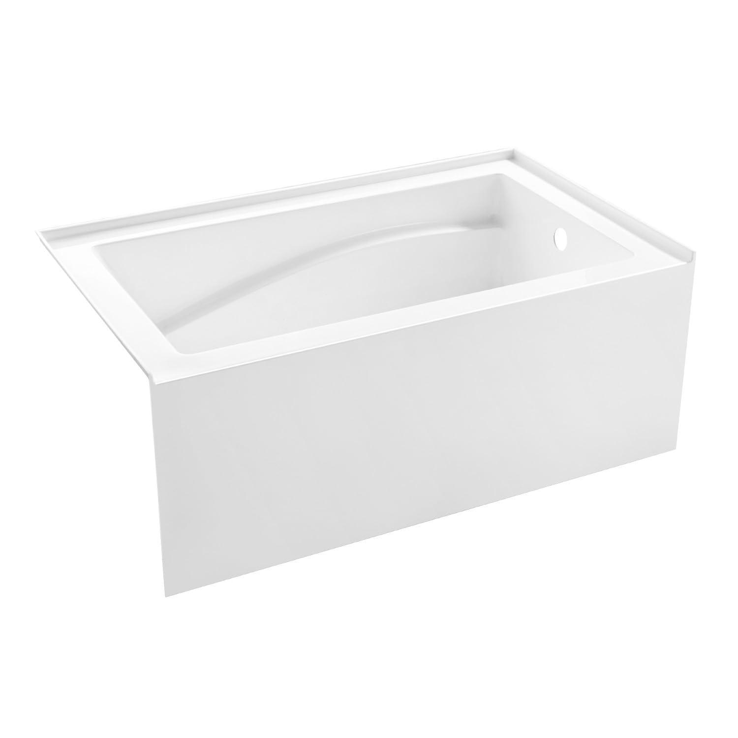 Kingston Brass Aqua Eden 54-Inch Acrylic Rectangular 3-Wall Alcove Tub, Hand Drain and Anti-Skid Surface