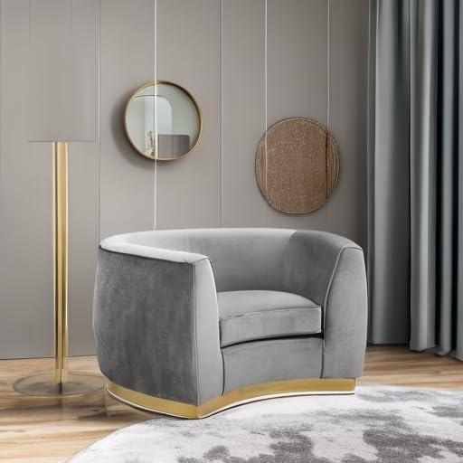Homestock Rustic-Refinement Grey Velvet Chair