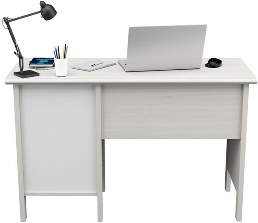 Inval Laminate Computer Desk with 2 Drawers and Open Storage, Washed Oak