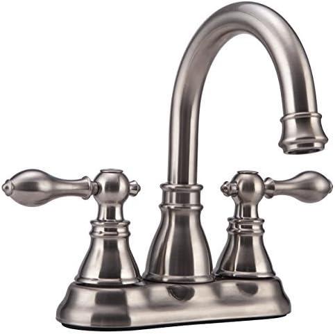 Brushed Nickel High Arc Double Handle Bathroom Faucet