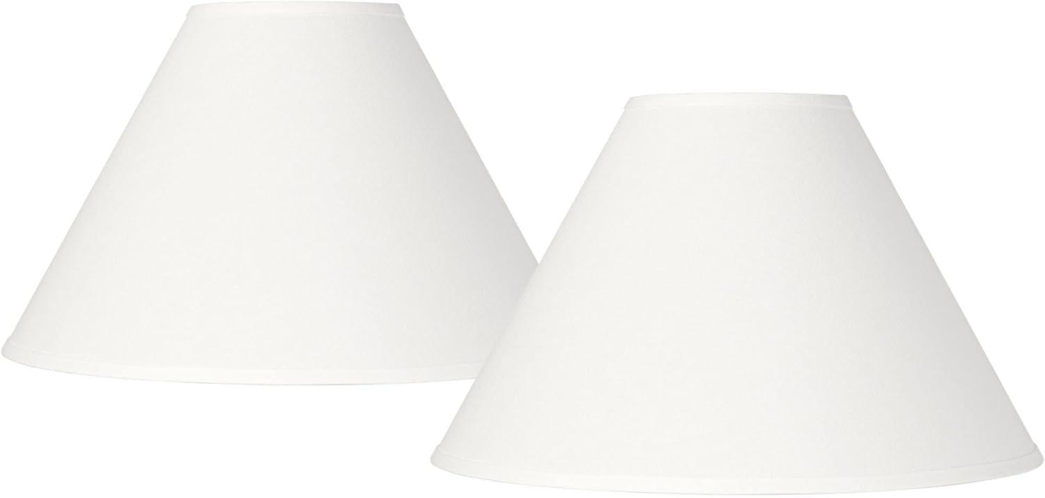 Springcrest Set of 2 Empire Lamp Shades White Linen Chimney Large 6" Top x 17" Bottom x 10" High Spider Harp and Finial Fitting