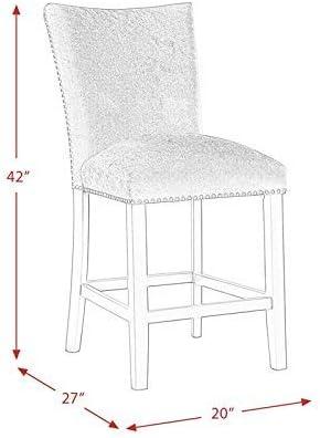 Set of 2 Celine Velvet Counter Height Barstools Blue: Nailhead Trim, Rubberwood Legs - Picket House Furnishings