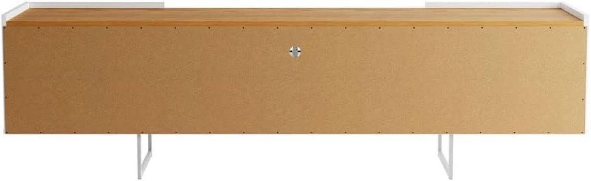 Winston TV Stand for TVs up to 65" White/Cinnamon - Manhattan Comfort: Entertainment Center with Cable Management