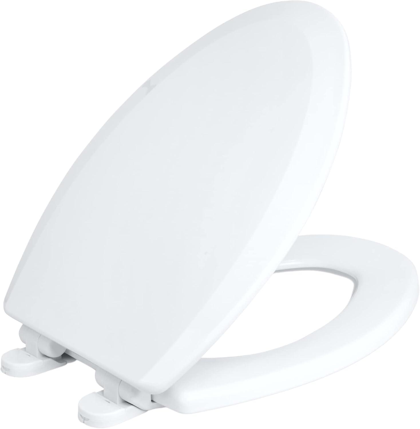 White Molded Wood Elongated Soft Close Toilet Seat