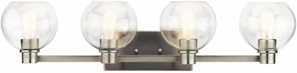 Harmony Brushed Nickel 33.5" Transitional Vanity Light with Clear Globe Shades