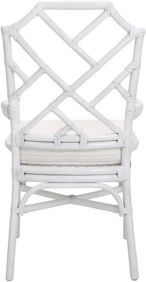 New Pacific Direct Kara Rattan Dining Side Arm Chair White