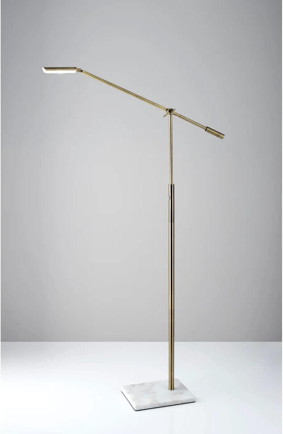 LED Vera Floor Lamp Antique Brass with Marble Base & Touch Dimmer Includes LED Bulb - Adesso