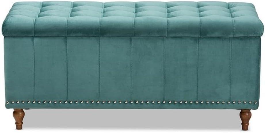 Kaylee Velvet Upholstered Button Tufted Ottoman Bench with Interior Storage - Baxton Studio