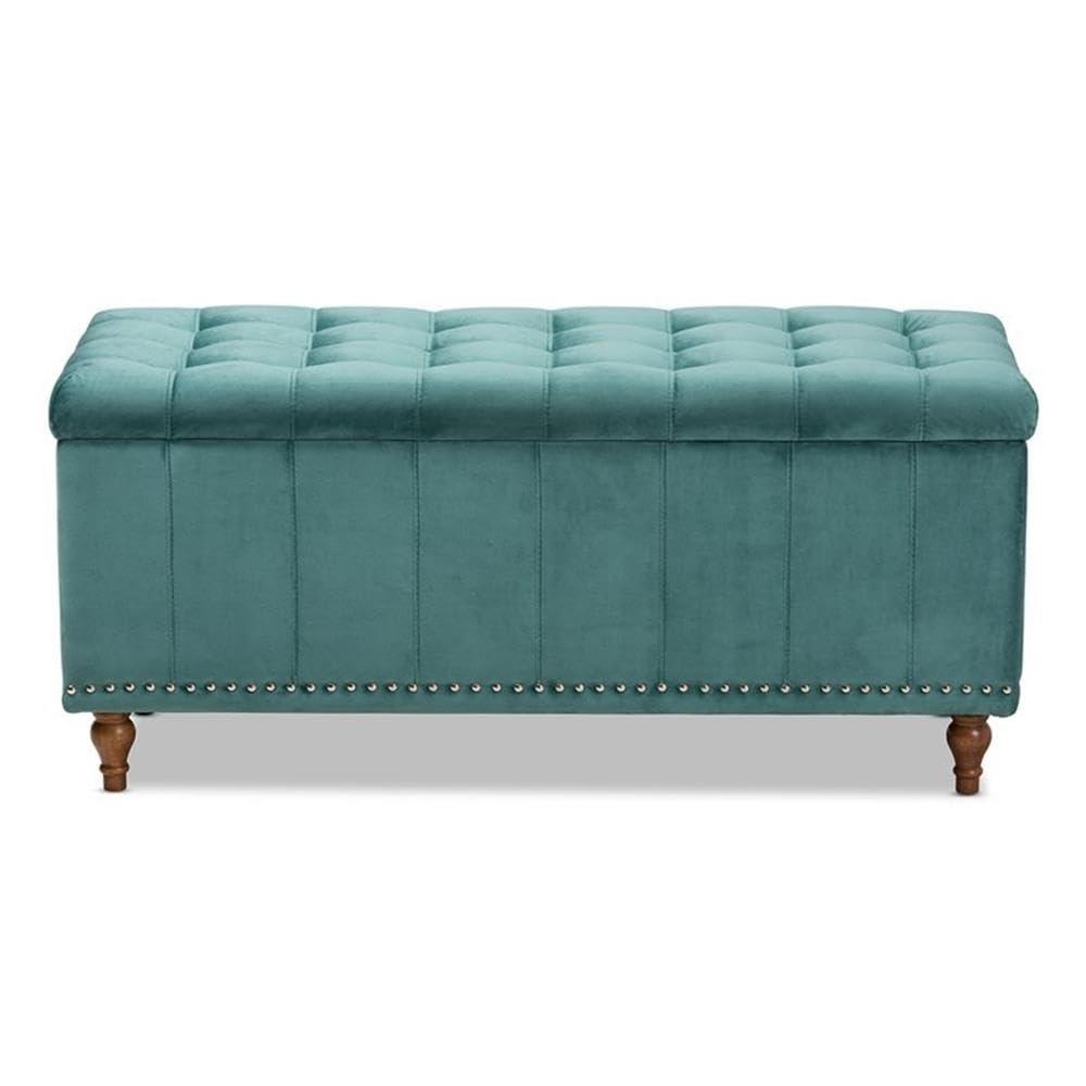 Kaylee Velvet Upholstered Button Tufted Ottoman Bench with Interior Storage - Baxton Studio