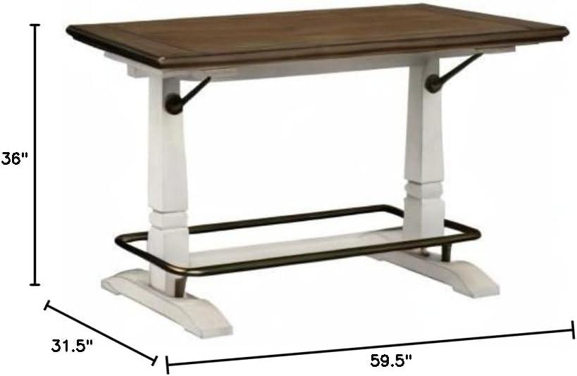 Pendleton Ivory and Brown Wood Counter Height Gathering Table