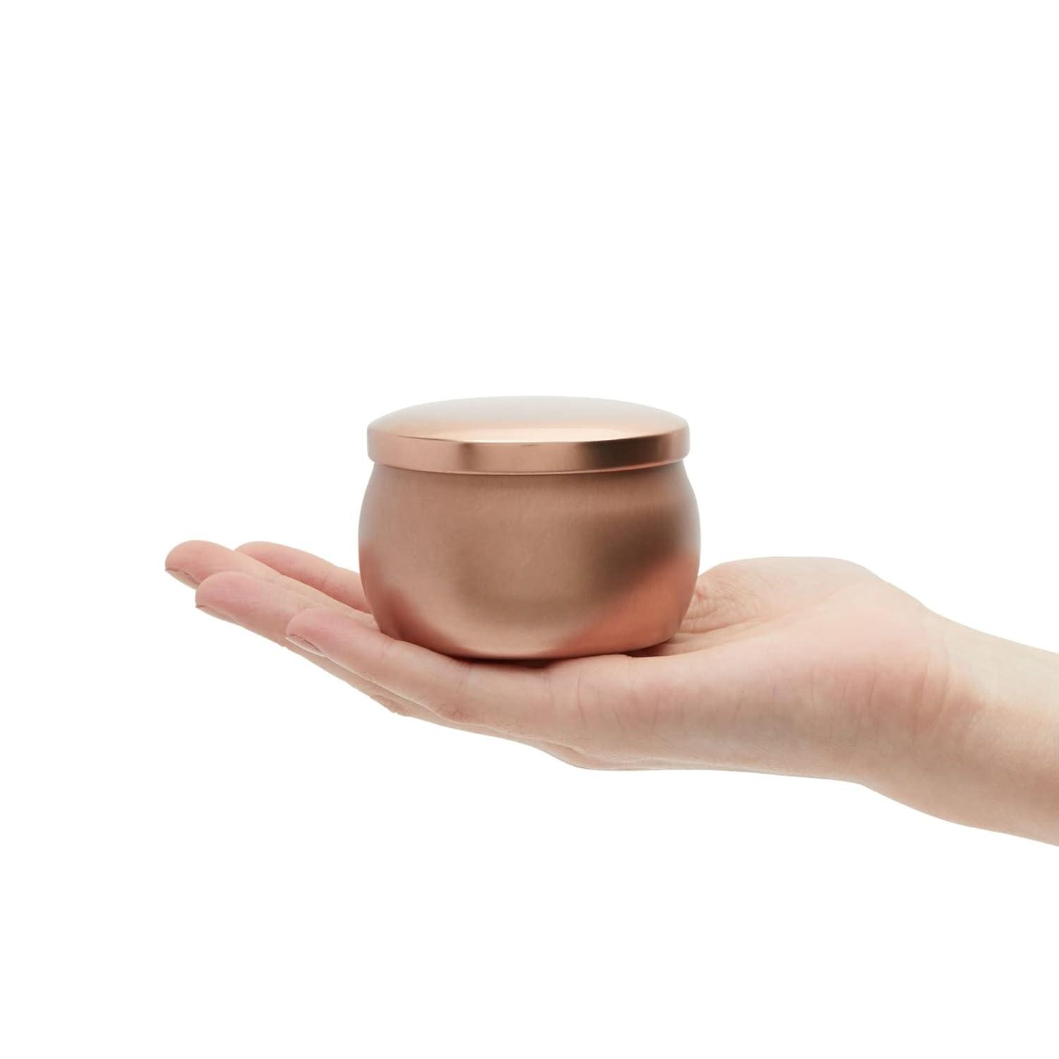 Bright Creations 24 Pack Candle Jars for Making Candles 4oz, Bulk Empty Tins with Lids and Labels for DIY Crafts, Gifts (Rose Gold, 3x2 in)