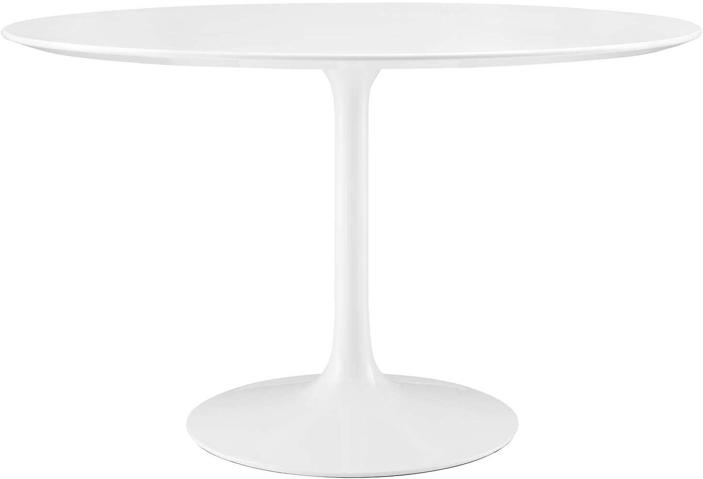 Mid-Century Modern 47" Round White Wood Dining Table