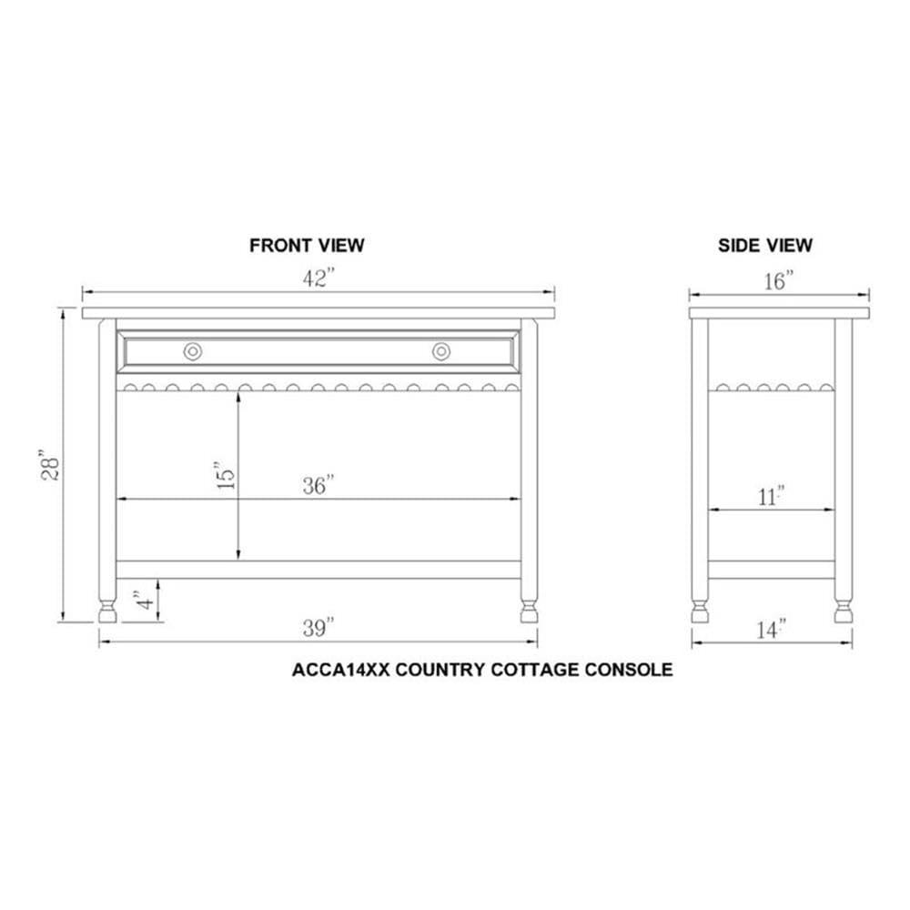 Alaterre Furniture Country Cottage Media/Console Table, Solid Pine Wood Perfect for Living Room, Entryway, Hallway, Blue Antique Finish