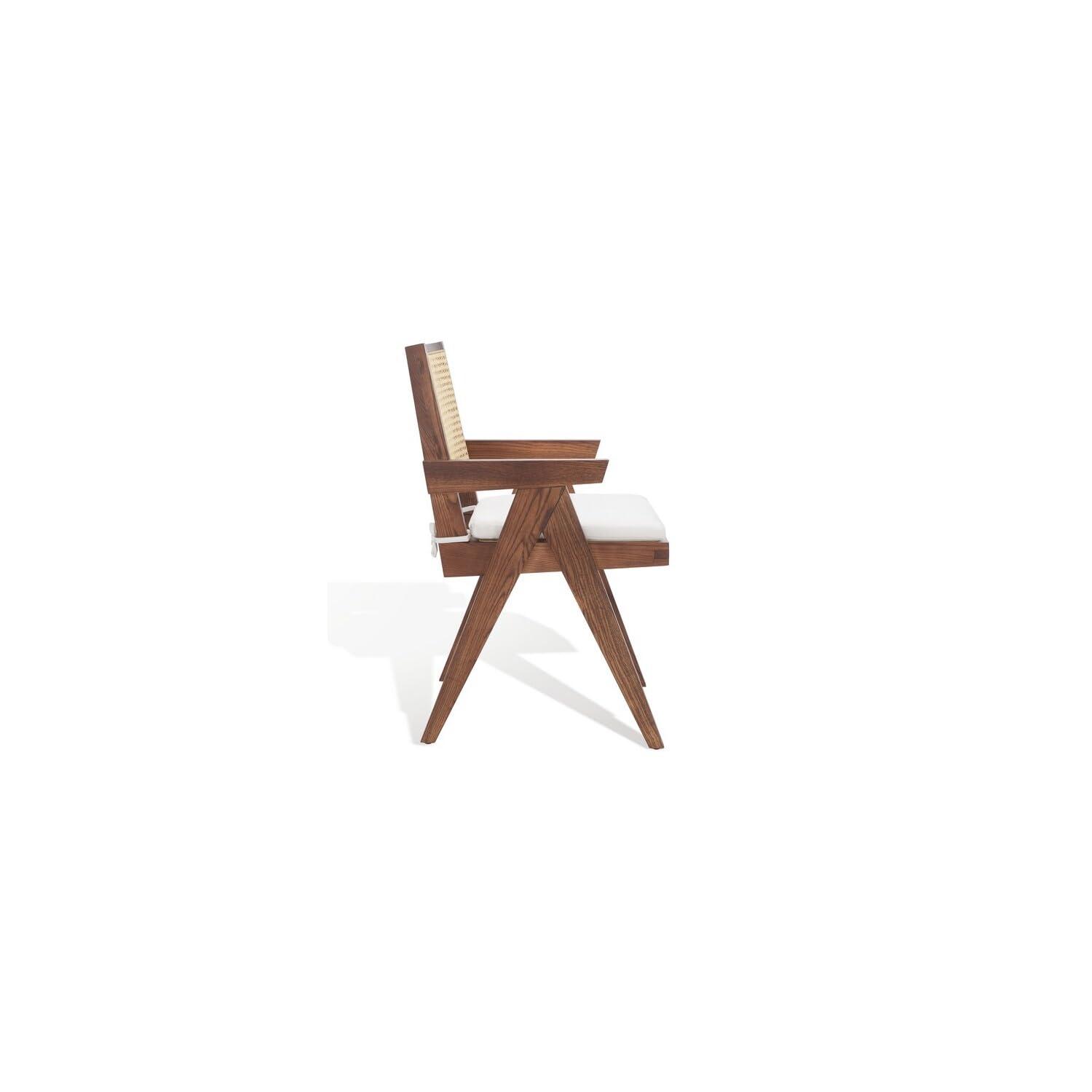 SAFAVIEH Couture Colette Contemporay Linen Solid Dining Armchair, Walnut/Natural
