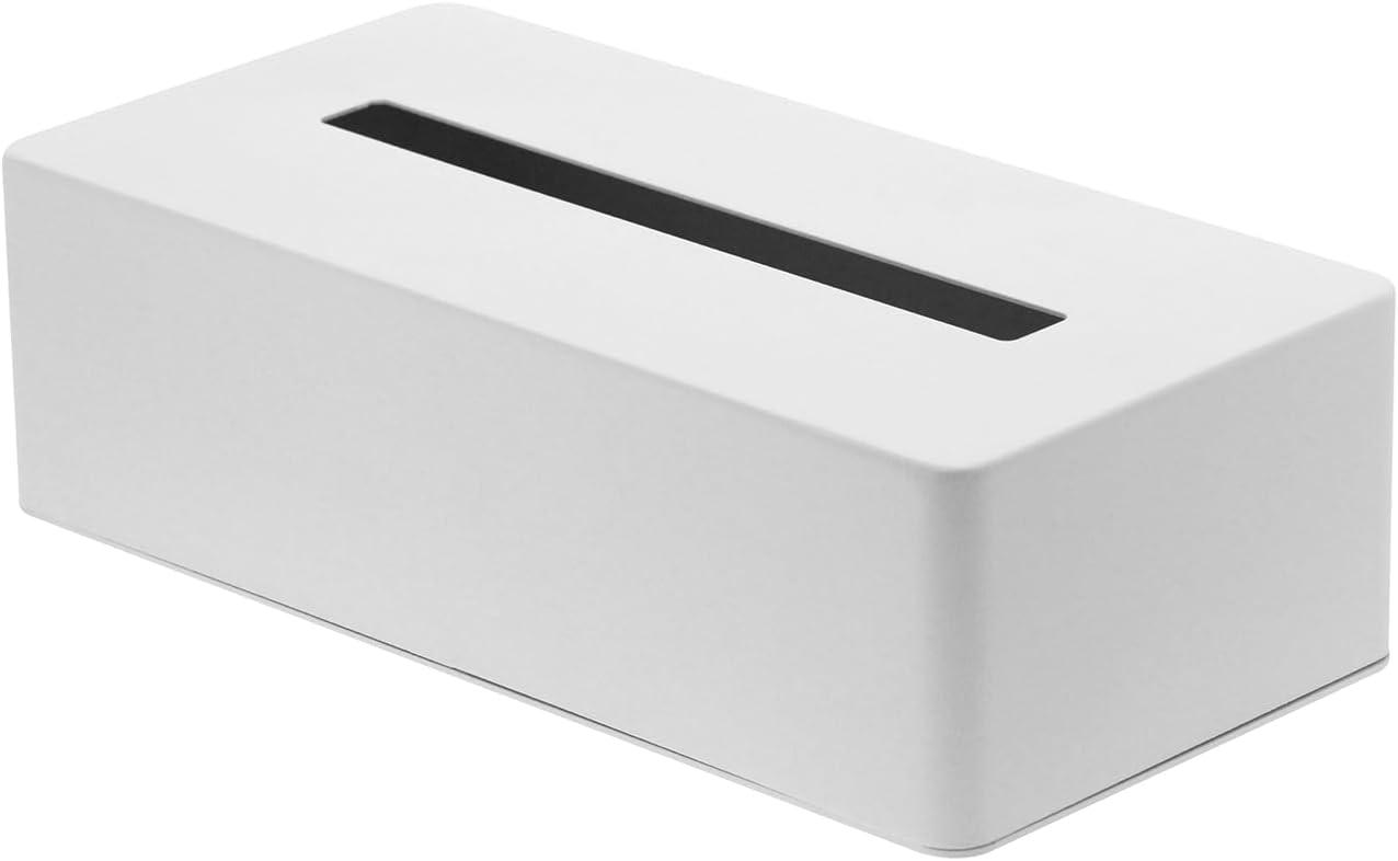 White Steel Minimalist Rectangular Tissue Box Cover