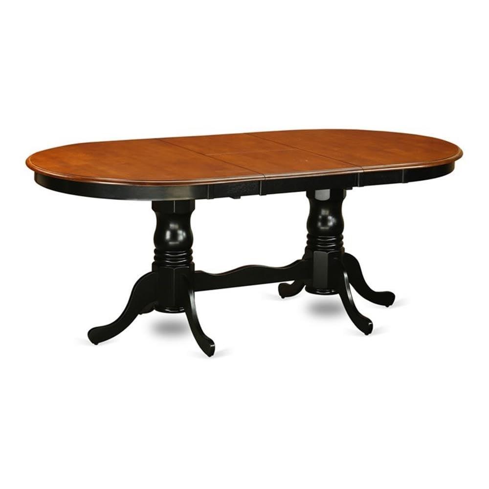 Plainville Dining Table - Charming Country Casual Design, Expandable to 78 Inches, Black & Cherry Color Scheme, Vintage-Inspired Legs.