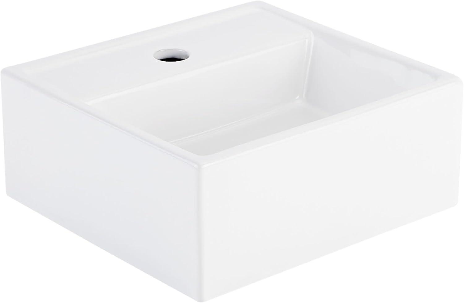 13" Kaisy White Porcelain Specialty Wall Mount Bathroom Sink with Overflow