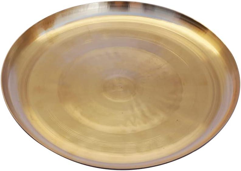 De Kulture Works Pure Kansa Bronze Dinner Plate Fruit Platter for Ayurveda Benefit 11 X 0.75 (DH) inches