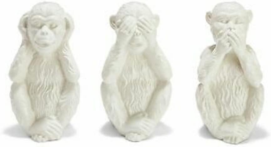 White Porcelain No Evil Monkeys Figurine Set