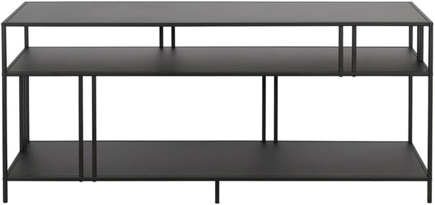 Evelyn&Zoe Cortland Rectangular TV Stand with Metal Shelves for TV's up to 60", Blackened Bronze