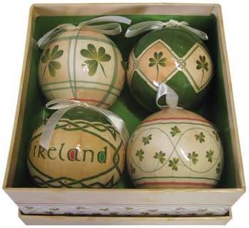Irish Christmas Baubles 2 Boxed Set of 4 Hanging Ornaments by Royal Tara