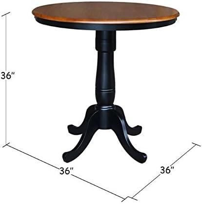 International Concepts 36" Round Table in Black and Soft Cherry