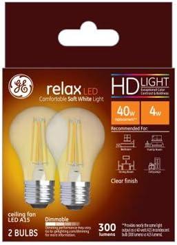 GE 2-Pack 40W Soft White Clear LED Ceiling Fan Light Bulbs