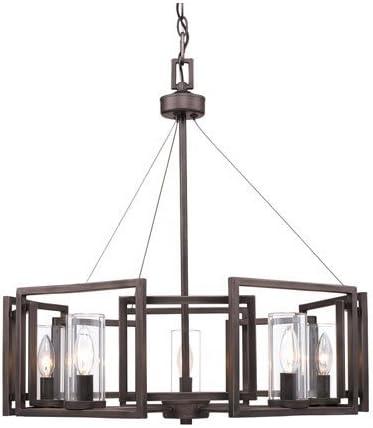 Golden Lighting Marco 5-Light Chandelier in Gunmetal Bronze with Clear Glass