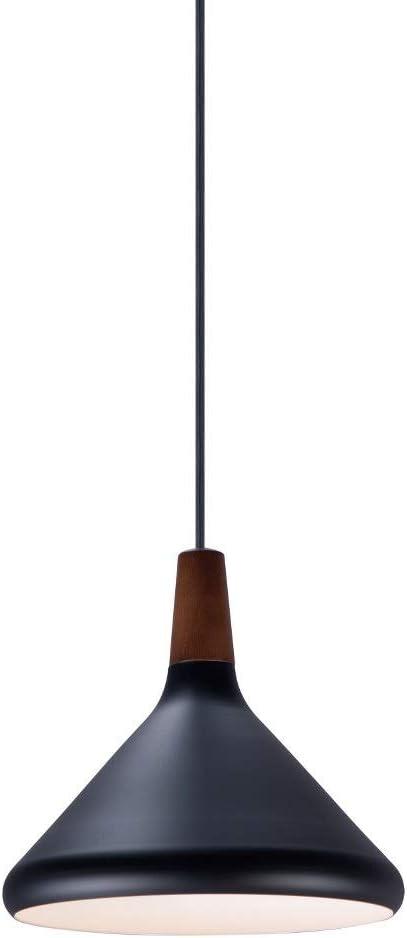 Nordic 7-Inch Walnut and Black Aluminum Pendant Light