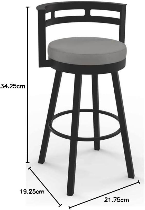 Amisco Render 26" Counter Height Barstool, Swivel Stool with Backrest and Metal Base for Kitchen Island or Bar - Taupe Grey Faux Leather/Dark Brown Metal/Counter Height