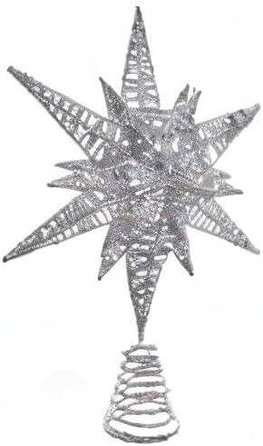 Kurt Adler 15.5-Inch Silver Glitter Wire 3D Star Treetop