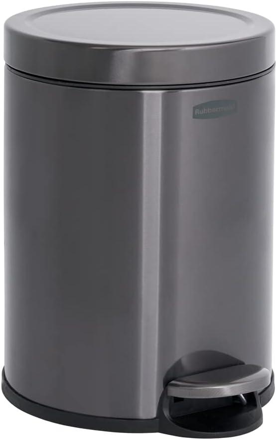 1.6-Gallon Gray Stainless Steel Step-On Trash Can